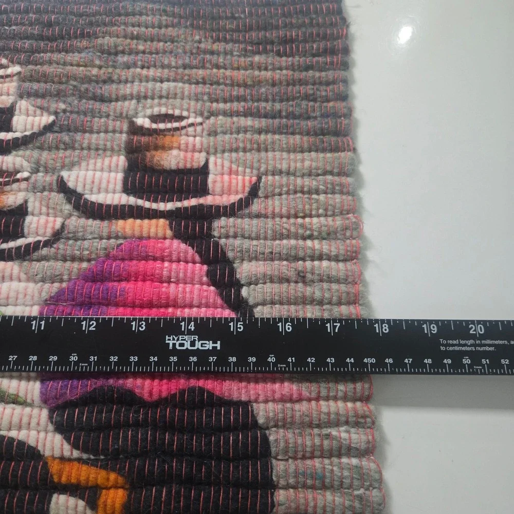 Vintage Peruvian Handwoven Wool Tapestry 20x20 Wall Hanging Las Chismosas Art